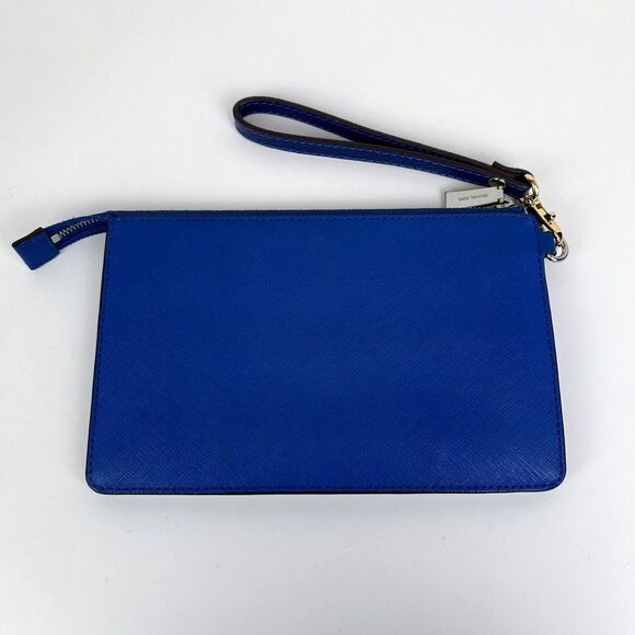 Michael Kors Wristlet Clutch Organizer Pouch w/ Card Slots Cobalt Blue Leather - Picture 2 of 16